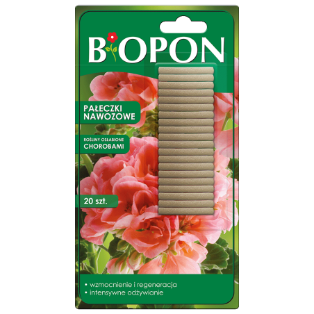 Pałeczki Nawozowe do Roślin Osłabionych Chorobami 20 szt. BIOPON