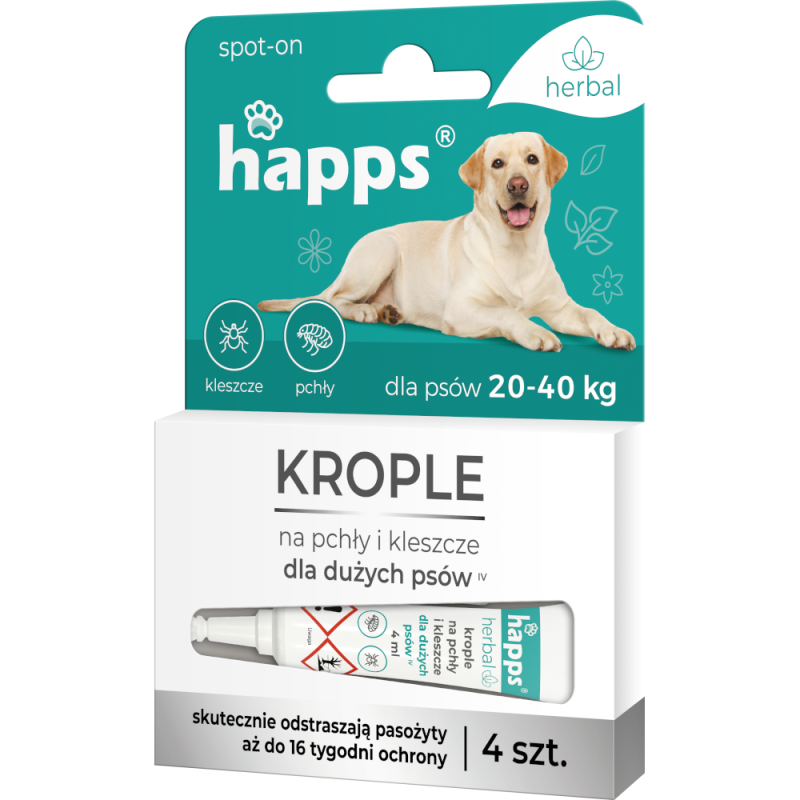 Herbal - Krople na Pchły i Kleszcze dla Dużych Psów HAPPS