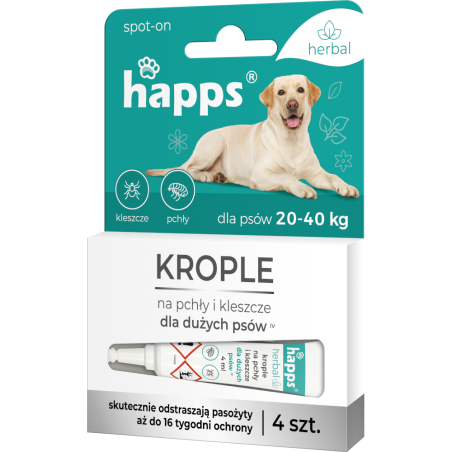 Herbal - Krople na Pchły i Kleszcze dla Dużych Psów HAPPS