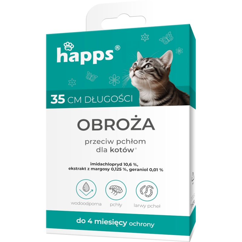 Obroża przeciw Pchłom dla Kotów 1 szt. HAPPS