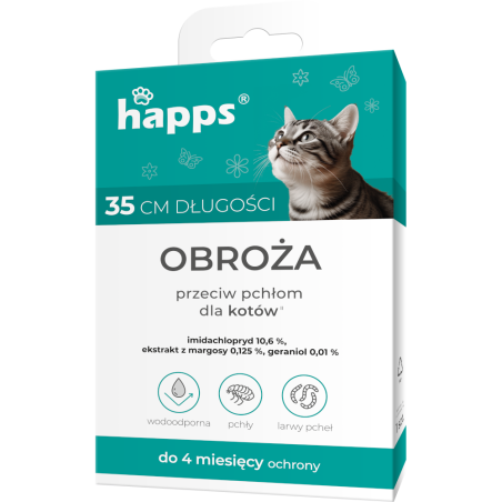 Obroża przeciw Pchłom dla Kotów 1 szt. HAPPS