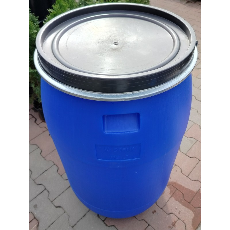 Beczka 220L z Kranem i Metalową Obejmą