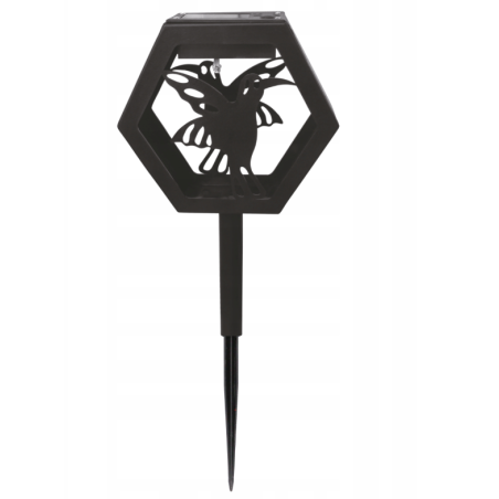 Lampa solarna wbijana Garden Line Hexagon Ptak czarny 37 cm 1 szt.