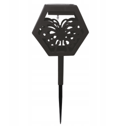 Lampa solarna wbijana Garden Line Hexagon Motyl czarny 37 cm 1 szt.