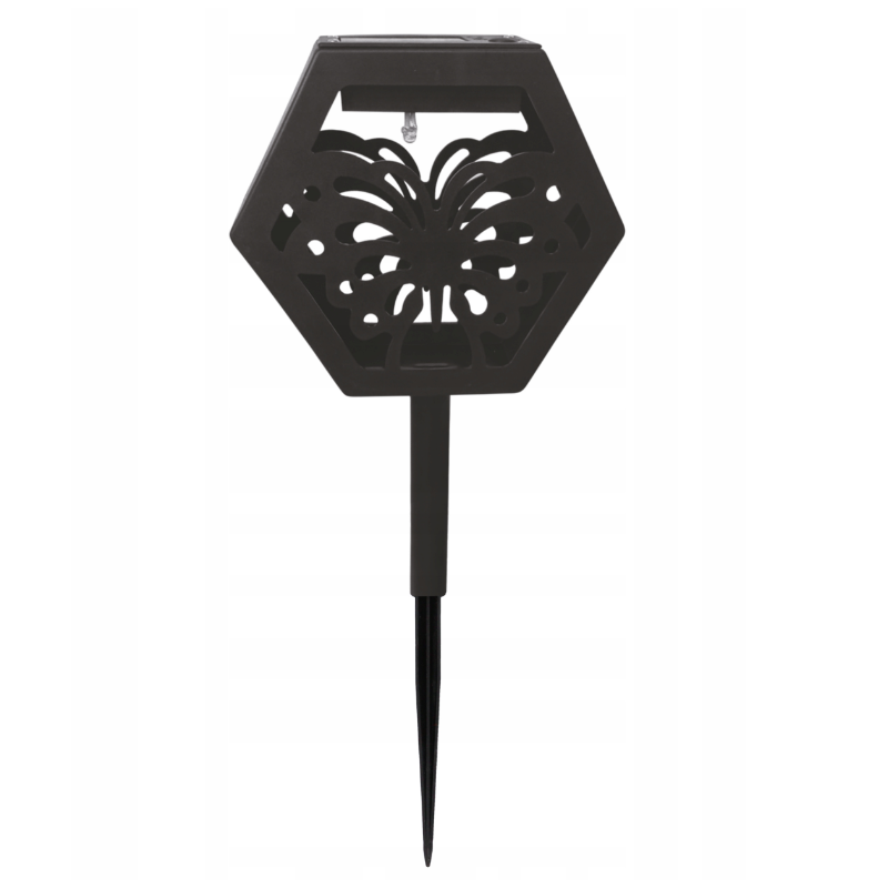 Lampa solarna wbijana Garden Line Hexagon Motyl czarny 37 cm 1 szt.