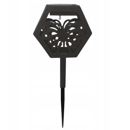 Lampa solarna wbijana Garden Line Hexagon Motyl czarny 37 cm 1 szt.