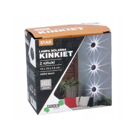 KPL.2 LAMPEK SOLARNYCH - KINKIET 10 x 10 x 2,5 cm STAR LED ZIMNY BIAŁY