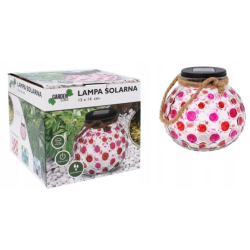 Lampa Solarna Słoik Kropek SOL6891 Kolor Różowy Garden Line