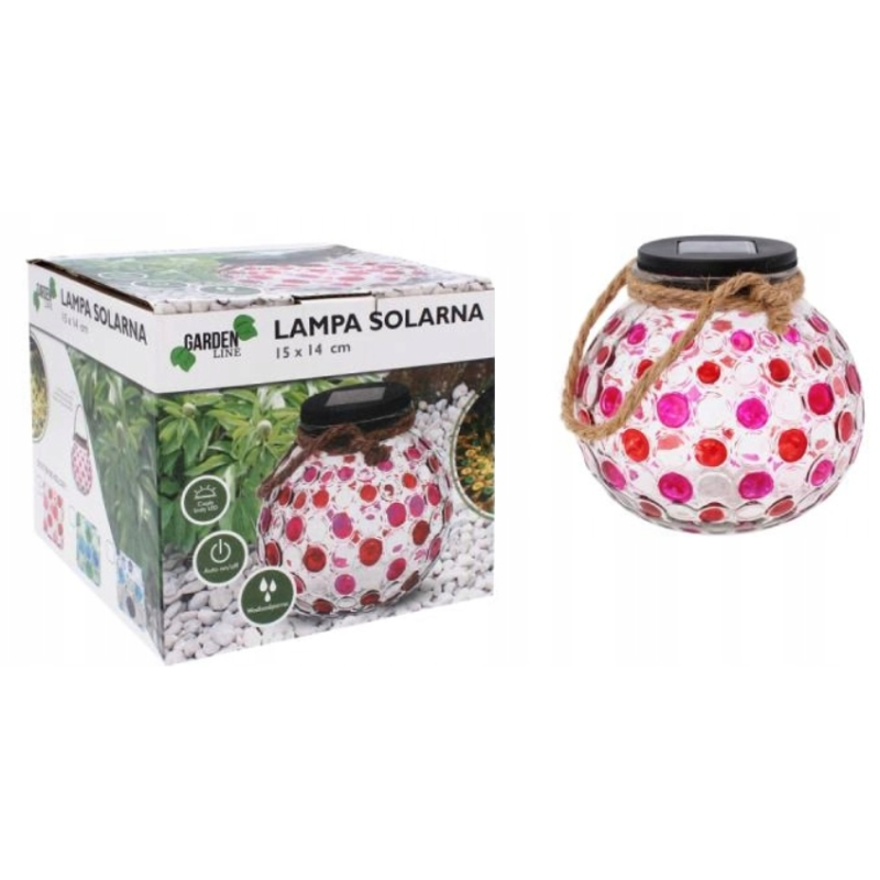 Lampa Solarna Słoik Kropek SOL6891 Kolor Różowy Garden Line