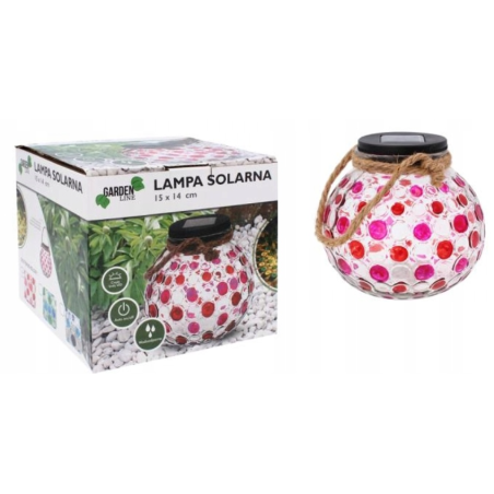 Lampa Solarna Słoik Kropek SOL6891 Kolor Różowy Garden Line