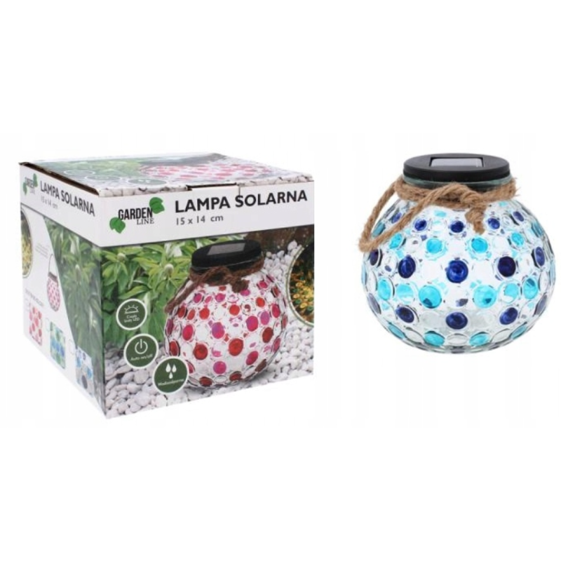 Lampa Solarna Słoik Kropek SOL6891 Kolor Granatowy Garden Line