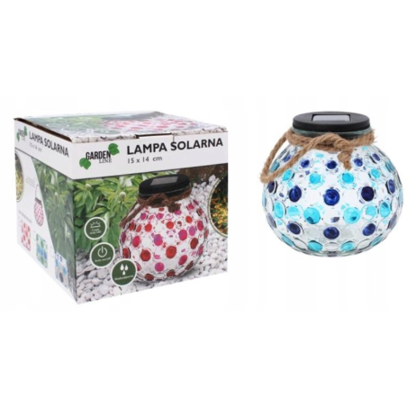 Lampa Solarna Słoik Kropek SOL6891 Kolor Granatowy Garden Line