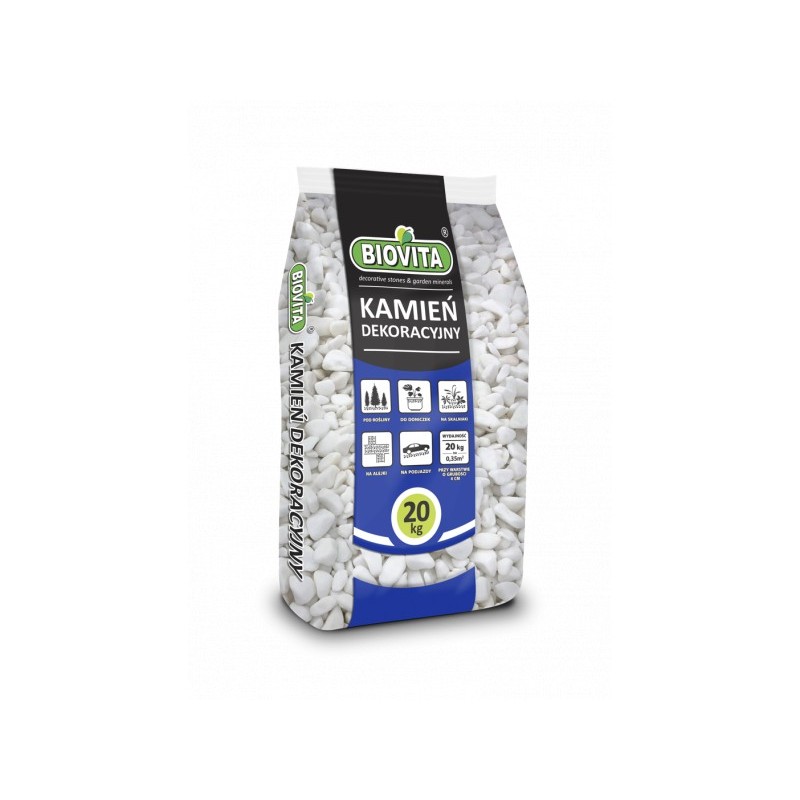 Kamień Otoczak EXTRA WHITE 10-30 mm BIOVITA 20kg