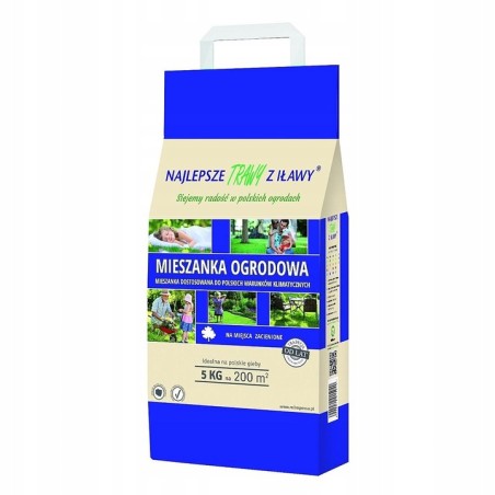 Mieszanka Traw Ogrodowa 200m² 5kg "Trawy z Iławy"