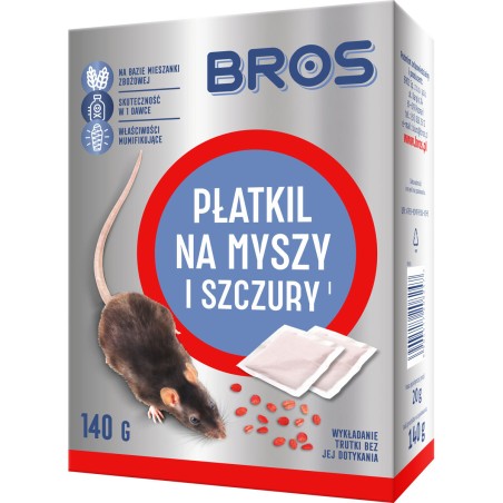 Płatkil na myszy i szczury 140g BROS