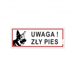 Tablica ostrzegawcza Uwaga! Zły Pies 21x8 cm