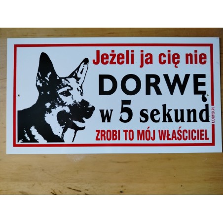 Tabliczka "Jeżeli ja cię nie Dorwę w 5 sekund..." 30,5x16,5cm