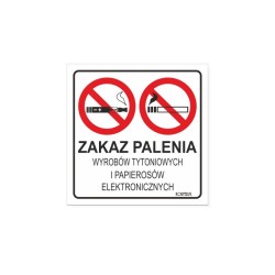 Tabliczka "Zakaz Palenia Wyrobów Tytoniowych..." 15x15cm