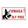 Tabliczka "Uwaga! Zły Pies" z Owczarkiem 30x16,5cm