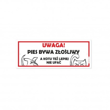 Tabliczka "Uwaga! Pies Bywa Złośliwy..." 21x8cm