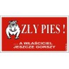 Tabliczka ZŁY PIES! ...A WŁAŚCICIEL JESZCZE GORSZY 30x16,5 cm