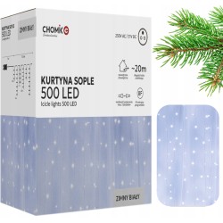 Lampki Kurtyna Sople LED Zimny Biały 500 Lampek ~20m LED9874