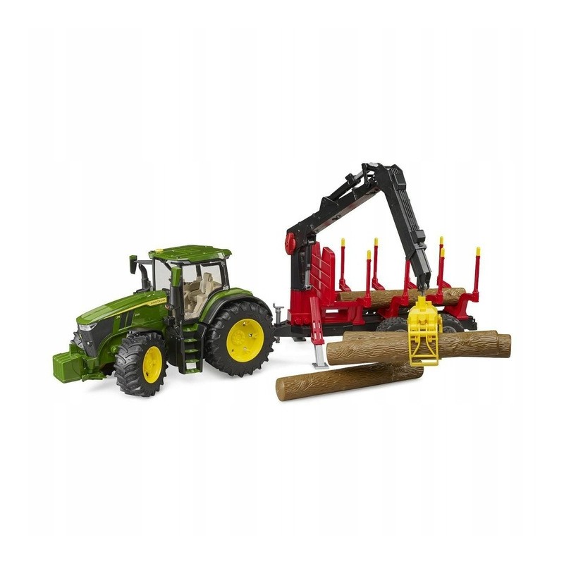 Traktor 7R 350 John Deere z przyczepą leśną 1:16 Bruder 03154