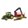 Traktor 7R 350 John Deere z przyczepą leśną 1:16 Bruder 03154