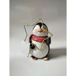 Figurka Bożonarodzeniowa Pingwinek z Gwiazdką 19cm LED