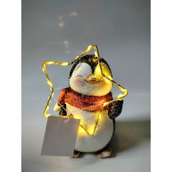 Figurka Bożonarodzeniowa Pingwinek z Gwiazdką 19cm LED