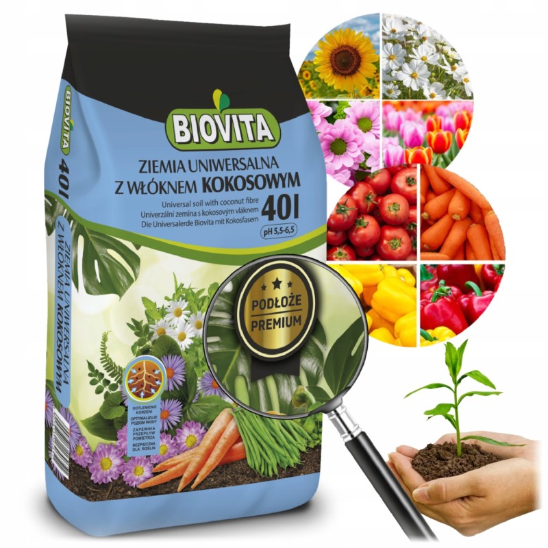 Ziemia Uniwersalna z Włóknem Kokosowym Premium 40L Biovita