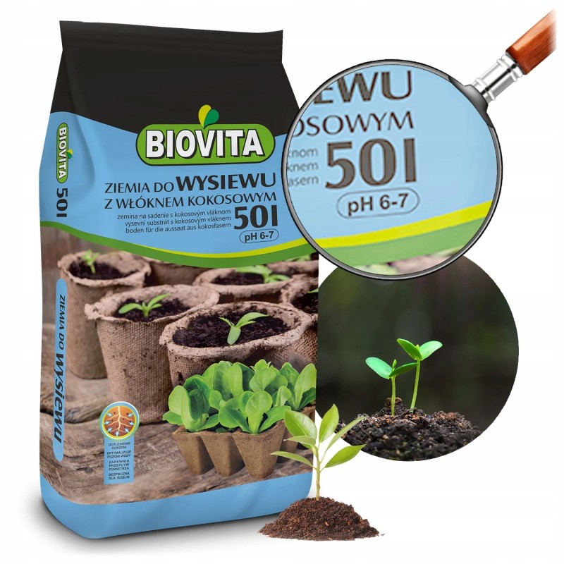 Ziemia do Wysiewu z Włóknem Kokosowym 50L Biovita