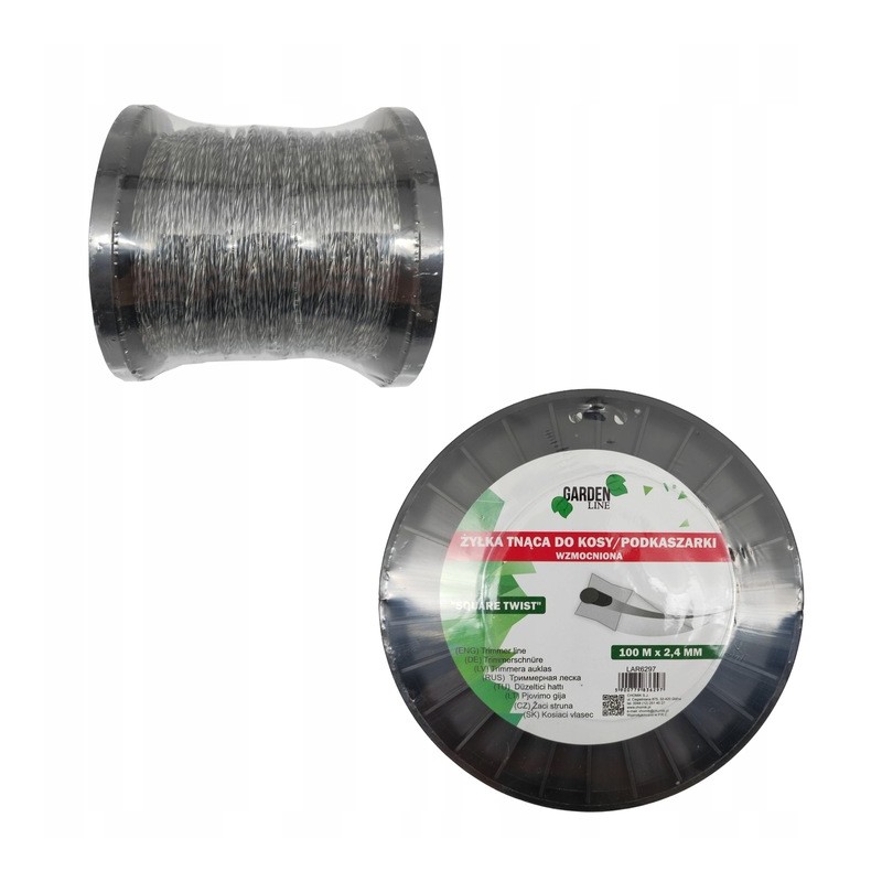 Żyłka Tnąca do Kosy Wzmocniona Skrętka Kwadratowa 2,4mm 100m Garden Line