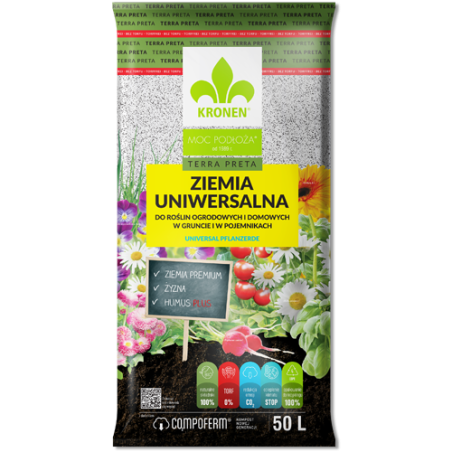 Ziemia uniwersalna TERRA PRETA BEZ TORFU 50L KRONEN