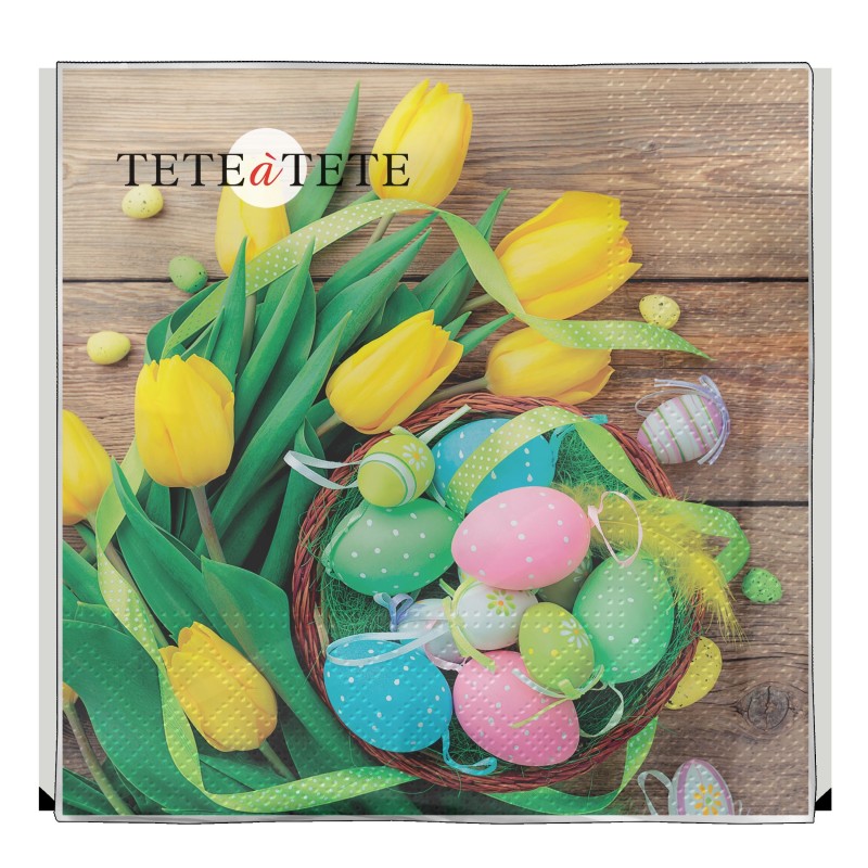 Serwetka Wielkanocna Dekoracyjna Papierowa Tulipany 33x33cm 20 szt.
