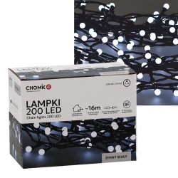 Lampki Choinkowe LED Zimny Biały 200 Lampek (Kulki) ~16m LED0153