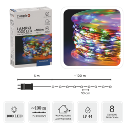 Lampki Choinkowe LED kolorowe 1000 Lampek ~100m LED0108