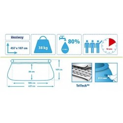 Basen rozporowy 457x107cm Bestway Fast Set z pompą i drabinką