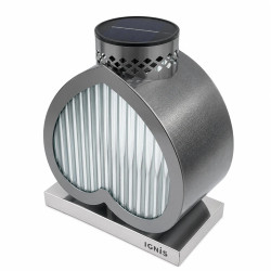 Znicz Solarny Ignis Serce metalowo szklany całodobowy Czarno Srebrny 22 cm