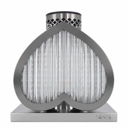 Znicz Solarny Ignis Serce metalowo szklany całodobowy Czarno Srebrny 22 cm