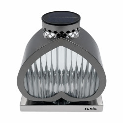 Znicz Solarny Ignis Serce metalowo szklany całodobowy Czarno Srebrny 22 cm