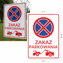 Tabliczka "Zakaz Parkowania" 25x35cm pionowa