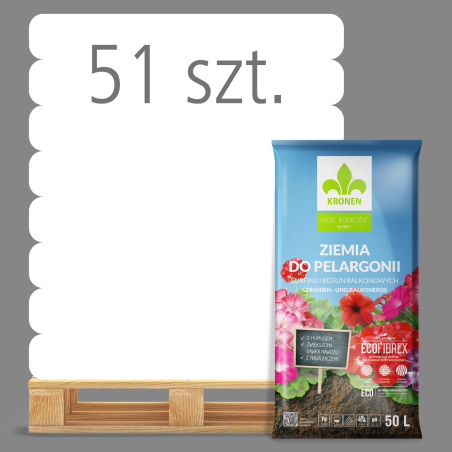 ZIEMIA DO PELARGONII I INNYCH ROŚLIN BALKONOWYCH 50L KRONEN 51sztuk