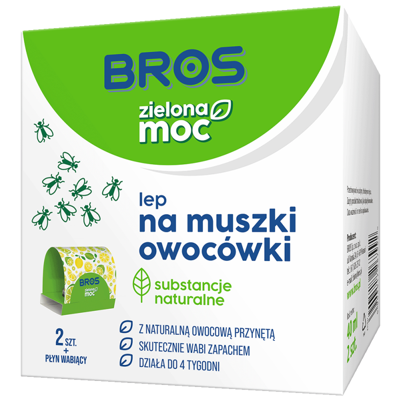 Lep na Muszki Owocówki ZIelona Moc (2 szt. + płyn 40ml) BROS