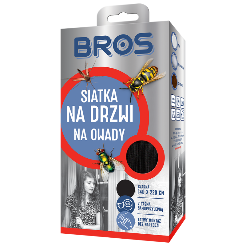 Siatka na Drzwi 140x220 Czarna BROS